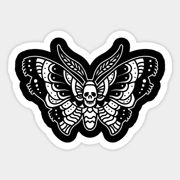 Grunge Aesthetic Nu Goth Skull Moth Butterfly Sticker by wbdesignz